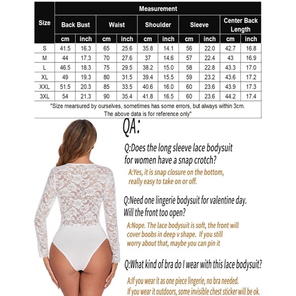 Deep V Long Sleeve Lace Bodysuit - Picture 3 of 3